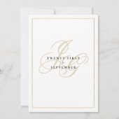 Invitation Simple monogramme initiales de feuilles d'or blanc (Dos)
