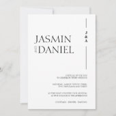 Invitation Simple Monogramme Initiales Mariage Noir Blanc (Devant)