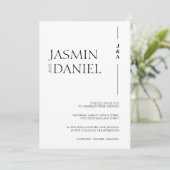Invitation Simple Monogramme Initiales Mariage Noir Blanc (Debout devant)