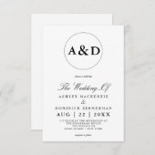 Invitation Simple Monogramme Lucia Script Mariage (Devant / Derrière)