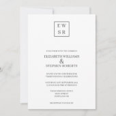 Invitation Simple Monogramme Mariage Blanc et Gris (Devant)
