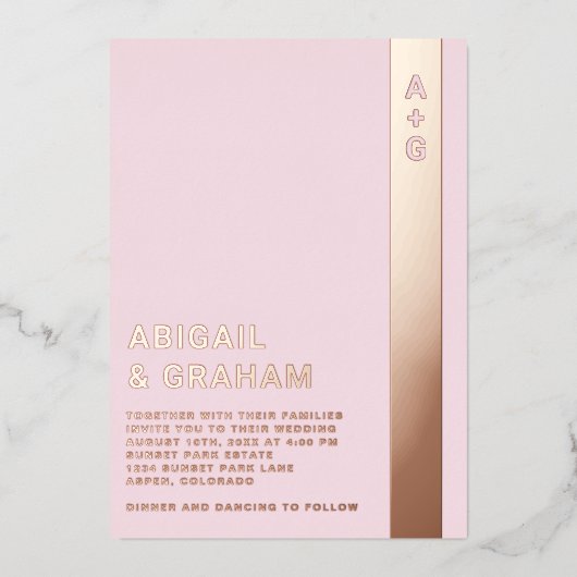 Invitation simple Monogramme Mariage Foil (Recto)