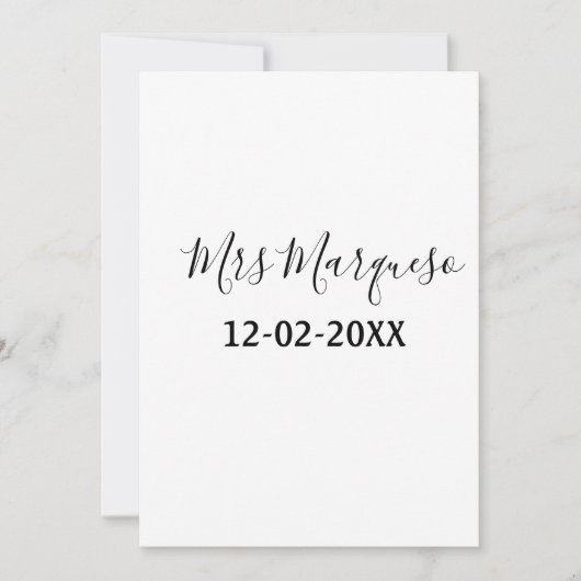 Invitation simple monogramme minimal Mme M. nom date année Th (Devant)