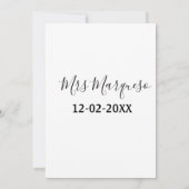 Invitation simple monogramme minimal Mme M. nom date année Th (Dos)