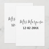 Invitation simple monogramme minimal Mme M. nom date année Th (Devant / Derrière)