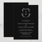 Invitation Simple Monogramme Noir de Mariage (Devant / Derrière)