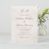 Invitation Simple Monogramme Or Ivory Mariage (Debout devant)