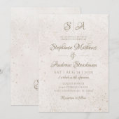 Invitation Simple Monogramme Or Ivory Mariage (Devant / Derrière)