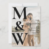 Invitation Simple Monogramme Photo Mariage moderne (Devant)