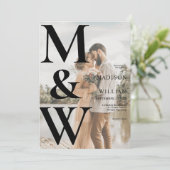 Invitation Simple Monogramme Photo Mariage moderne (Debout devant)