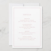Invitation Simple Monogramme Rose Clair Mariage Élégant (Dos)