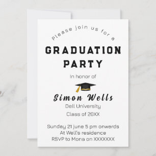 Invitation Simple Monogramme Texte graduation partie Invitati