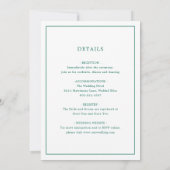 Invitation Simple Monogramme Vert Émeraude Élégant de Mariage (Dos)
