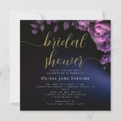 Invitation Simple Moody Black Dark Purple Roses Fête des mari (Devant)