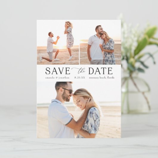 Invitation Simple Multi-Photo Enregistrer la date (Debout devant)