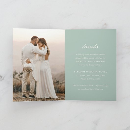 Invitation Simple Muted Green Photo Mariage élégant (Intérieur)