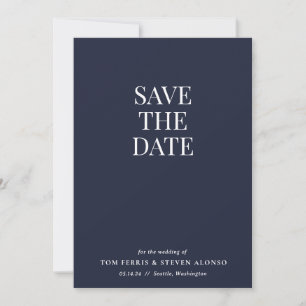 Invitation Simple Navy Blue Enregistrer la date