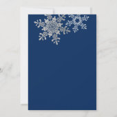 Invitation Simple Navy Blue Silver Winter Snowflake Mariage (Dos)