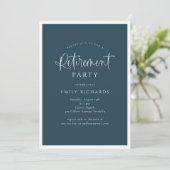Invitation Simple Navy Calligraphy Script Retraite Party (Debout devant)