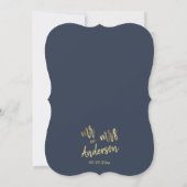 Invitation Simple Navy Gold Script M. et Mme Mariage (Dos)
