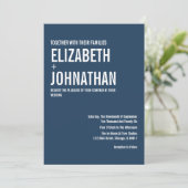 Invitation Simple Navy Typographie Mariage Photo (Debout devant)