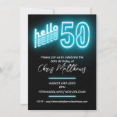Invitation Simple Neon Blue 50e anniversaire (Devant)