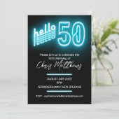 Invitation Simple Neon Blue 50e anniversaire (Debout devant)
