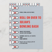 Invitation Simple n'importe quel âge Dusty Blue Bowling fête  (Devant / Derrière)