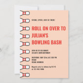 Invitation Simple n'importe quel âge Peach Fuzz Bowling fête (Devant)