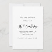Invitation Simple Ninety | Script 90e fête d'anniversaire (Devant)