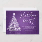Invitation Simple Noël Tree Purple fête de vacances (Devant)