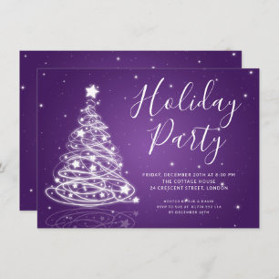 Invitation Simple Noël Tree Purple fête de vacances 