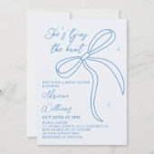 Invitation Simple Nœud Mariage Blanc Bleu (Devant)