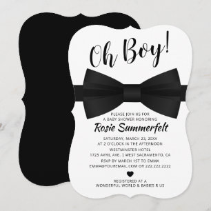 Invitation Simple nœud papillon noir et blanc Baby Shower