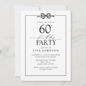 Invitation Simple Noir & Blanc 60e Anniversaire Bow (Devant)