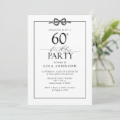 Invitation Simple Noir & Blanc 60e Anniversaire Bow (Debout devant)