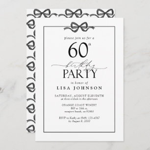 Invitation Simple Noir & Blanc 60e Anniversaire Bow