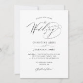 Invitation Simple noir blanc Mariage de script moderne (Devant)