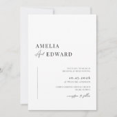 Invitation Simple noir blanc Mariage photo moderne (Devant)