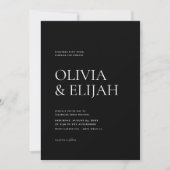Invitation Simple Noir & Blanc Moderne Mariage (Devant)