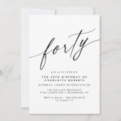 Invitation Simple noir & blanc moderne minimal 40e anniversai (Devant)