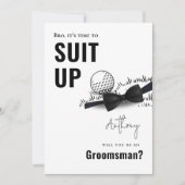 Invitation Simple Noir & Blanc Tuxedo Suit Up Golf Groomsman (Devant)
