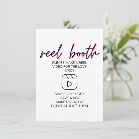 Invitation Simple Noir Calligraphie Mariage Reels Booth Sign (Debout devant)