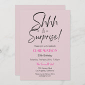 Invitation Simple Noir Et Beige Surprise Anniversaire (Devant / Derrière)