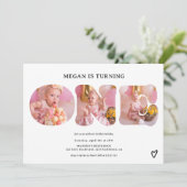 Invitation Simple noir et blanc 3 photos 1er anniversaire (Debout devant)