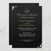 Invitation Simple Noir et Blanc Elégant Mariage Réception (Devant / Derrière)