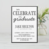 Invitation Simple Noir Et Blanc Fêtent Le Diplômé (Debout devant)
