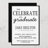 Invitation Simple Noir Et Blanc Fêtent Le Diplômé (Devant / Derrière)