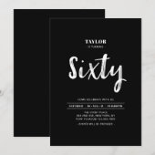 Invitation simple noir et blanc pour 60e anniversa (Devant / Derrière)