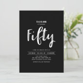Invitation simple noir et blanc pour les 50 ans (Debout devant)